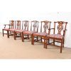 Baker Furniture Historic Charleston Georgian Carved Mahogany Dining Chairs, Set of Six