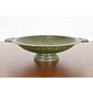 Carl Sorensen Art Deco Verdigris Bronze Footed Centerpiece Bowl or Fruit Bowl
