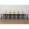 Ethan Allen Modern Mahogany and Leather Bar Stools, Set of Six - Image 2