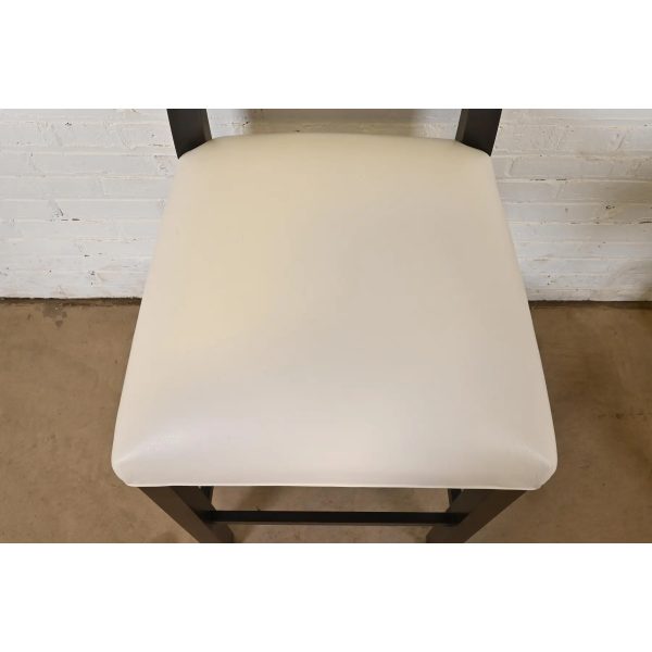 Ethan Allen Modern Mahogany and Leather Bar Stools, Set of Six - Image 7