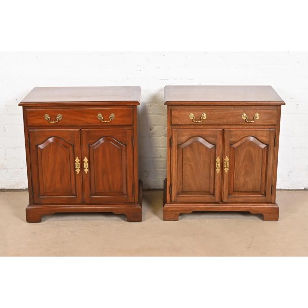 Henkel Harris Georgian Solid Mahogany Nightstands, Pair - Image 2