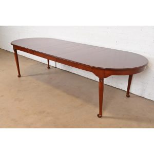 Henkel Harris Style Queen Anne Solid Cherry Wood Extension Dining Table, Newly Refinished