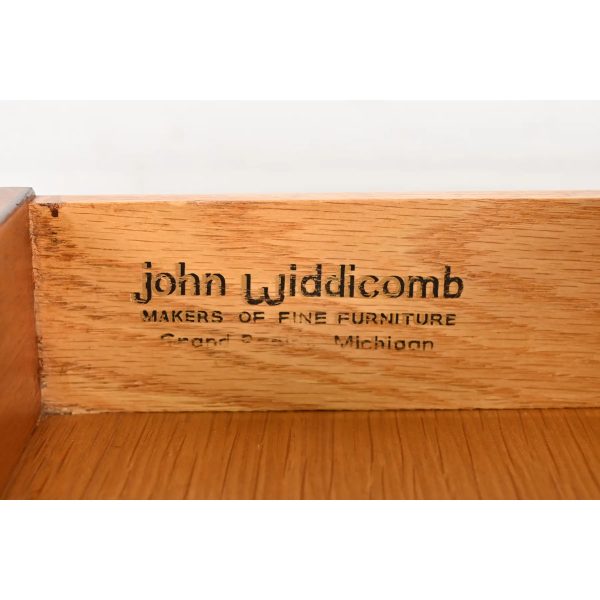 John Widdicomb Mid-Century Modern Sculpted Walnut Dresser or Credenza, Newly Refinished - Image 8