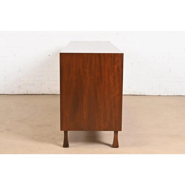 John Widdicomb Mid-Century Modern Sculpted Walnut Dresser or Credenza, Newly Refinished - Image 10