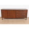 John Widdicomb Mid-Century Modern Sculpted Walnut Dresser or Credenza, Newly Refinished - Image 2