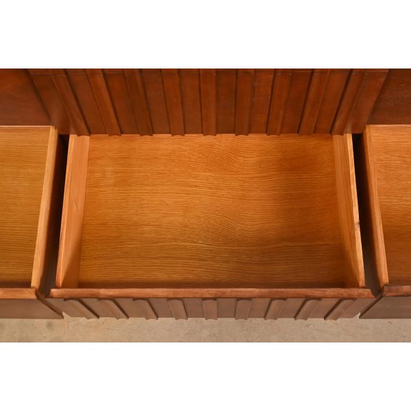 John Widdicomb Mid-Century Modern Sculpted Walnut Dresser or Credenza, Newly Refinished - Image 6