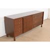 John Widdicomb Mid-Century Modern Sculpted Walnut Dresser or Credenza, Newly Refinished - Image 4