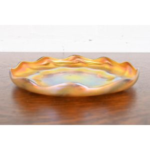 Louis Comfort Tiffany Favrile Iridescent Art Glass Plate With Scalloped Edge