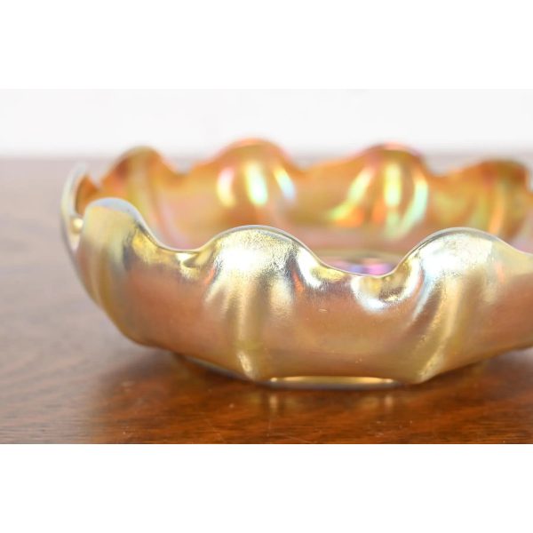 Louis Comfort Tiffany Favrile Iridescent Art Glass Scalloped Bowl - Image 5