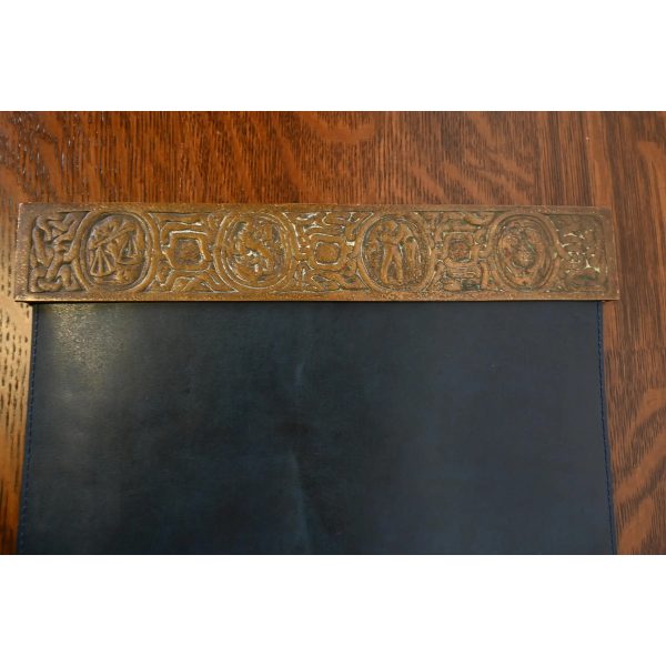 Tiffany Studios New York Zodiac Bronze Blotter Ends With Leather Desk Blotter - Image 6
