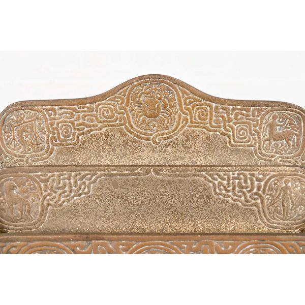 Tiffany Studios New York Zodiac Pattern Bronze Doré Letter Rack - Image 6