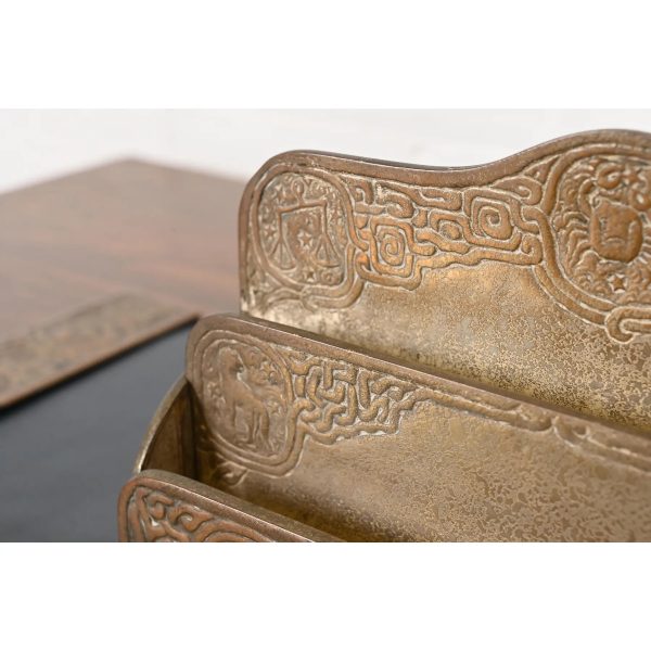 Tiffany Studios New York Zodiac Pattern Bronze Doré Letter Rack - Image 7