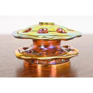 Tiffany Studios Style Iridescent Favrile Glass Flower Frog