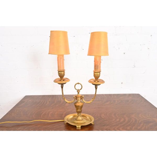 Tiffany Studios New York Bronze Doré Two-Light Table Lamp, Circa 1910 - Image 4