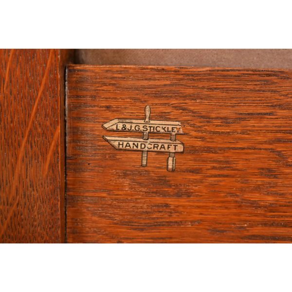 L. & J. G. Stickley Antique Mission Oak Arts & Crafts Ladder Back Dining Chairs, Set of Five - Image 11