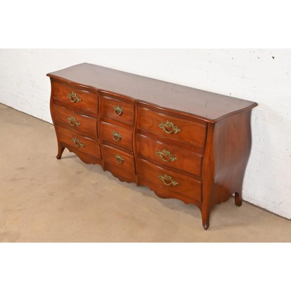 John Widdicomb French Provincial Louis XV Solid Mahogany Nine-Drawer Dresser, Circa 1940s