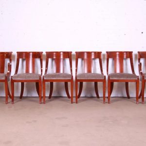 Baker Furniture Solid Cherry Wood Regency Dining Chairs - Set of 6