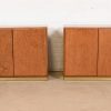 Milo Baughman for Thayer Coggin Burl Wood and Brass Bedside Chests, Newly Refinished - Image 2