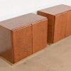 Milo Baughman for Thayer Coggin Burl Wood and Brass Bedside Chests, Newly Refinished - Image 4