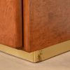 Milo Baughman for Thayer Coggin Burl Wood and Brass Bedside Chests, Newly Refinished - Image 11