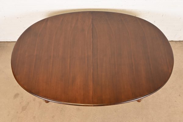 Baker Furniture Georgian Cherry Wood Double Pedestal Extension Dining Table, Newly Refinished - Image 9