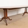 Baker Furniture Georgian Cherry Wood Double Pedestal Extension Dining Table, Newly Refinished - Image 4