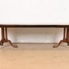 Baker Furniture Georgian Cherry Wood Double Pedestal Extension Dining Table, Newly Refinished - Image 3