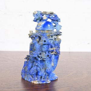 Antique Chinese Lapis Lazuli Birds and Tree Lidded Jar
