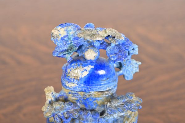 Antique Chinese Lapis Lazuli Birds and Tree Lidded Jar - Image 5