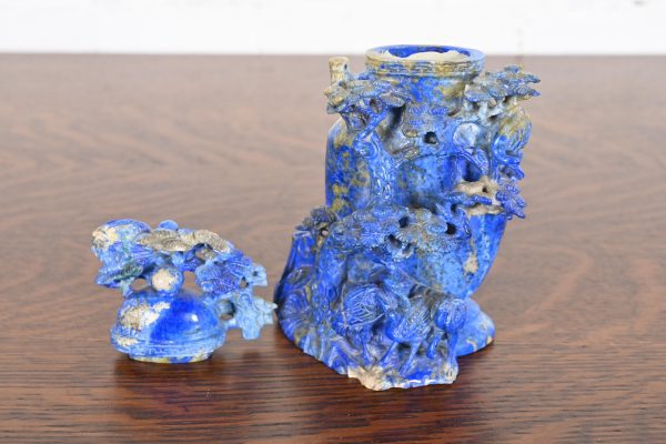 Antique Chinese Lapis Lazuli Birds and Tree Lidded Jar - Image 8