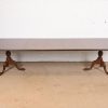 Baker Furniture Style English Georgian Monumental Banded Mahogany Double Pedestal Extension Dining Table, Newly Refinished