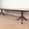 Baker Furniture Style English Georgian Monumental Banded Mahogany Double Pedestal Extension Dining Table, Newly Refinished - Image 4