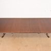Baker Furniture Style English Georgian Monumental Banded Mahogany Double Pedestal Extension Dining Table, Newly Refinished - Image 5