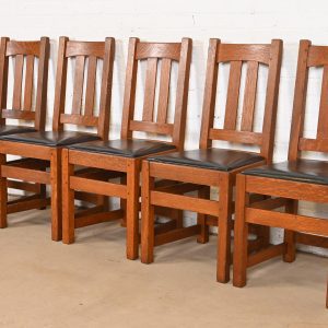 Limbert Antique Mission Oak Arts & Crafts Dining Chairs, Set of Five