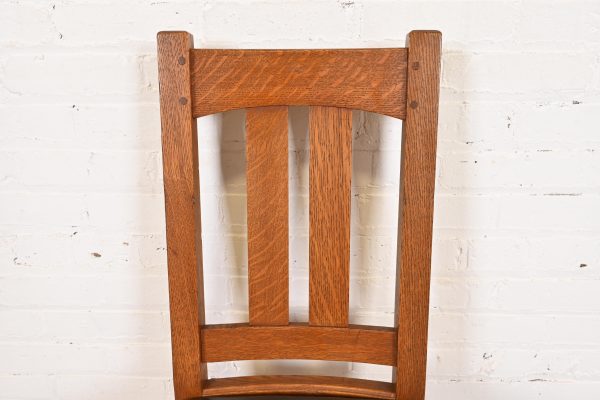 Limbert Antique Mission Oak Arts & Crafts Dining Chairs, Set of Five - Image 7