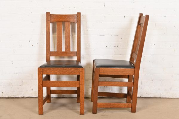 Limbert Antique Mission Oak Arts & Crafts Dining Chairs, Set of Five - Image 10