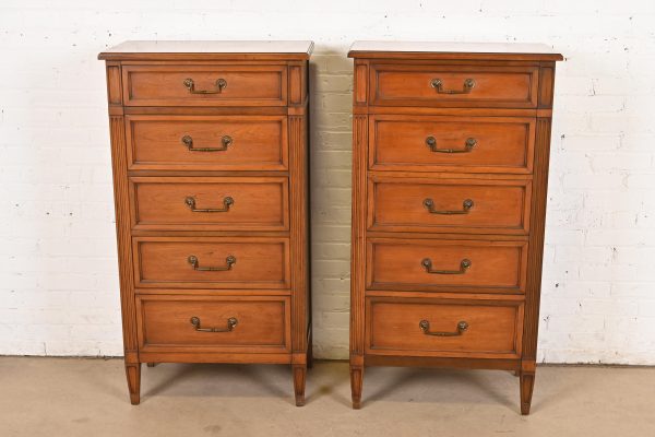 French Regency Louis XVI Cherry Wood Lingerie Chests by National Mt. Airy, Pair - Image 2