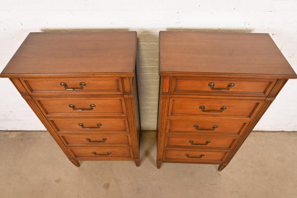 French Regency Louis XVI Cherry Wood Lingerie Chests by National Mt. Airy, Pair - Image 9