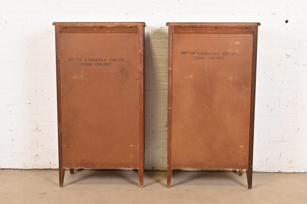 French Regency Louis XVI Cherry Wood Lingerie Chests by National Mt. Airy, Pair - Image 11