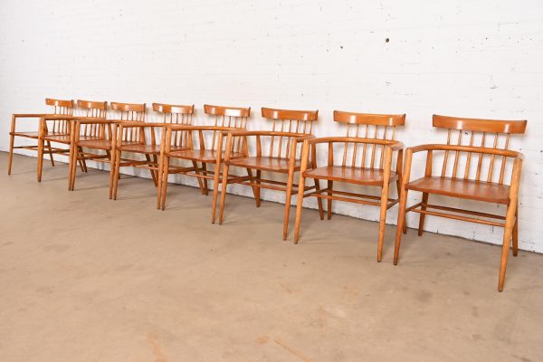 Paul McCobb Planner Group Solid Maple Spindle Back Armchairs, Set of Eight - Image 4