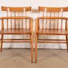 Paul McCobb Planner Group Solid Maple Spindle Back Armchairs, Pair