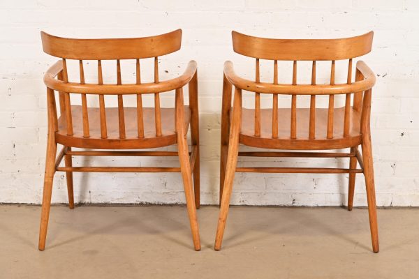 Paul McCobb Planner Group Solid Maple Spindle Back Armchairs, Pair - Image 6