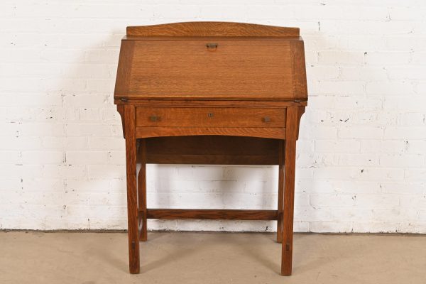 Limbert Antique Mission Oak Arts & Crafts Drop Front Secretary Desk, Circa 1900 - Image 3