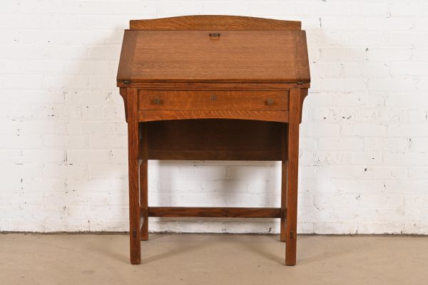 Limbert Antique Mission Oak Arts & Crafts Drop Front Secretary Desk, Circa 1900 - Image 2