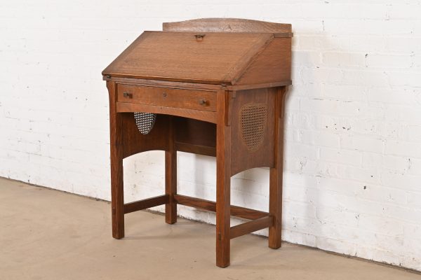 Limbert Antique Mission Oak Arts & Crafts Drop Front Secretary Desk, Circa 1900