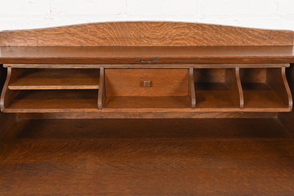 Limbert Antique Mission Oak Arts & Crafts Drop Front Secretary Desk, Circa 1900 - Image 6