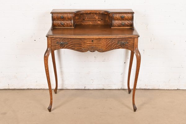 R. J. Horner Style Antique Victorian Tiger Oak Ladies Writing Desk, Circa 1890 - Image 2
