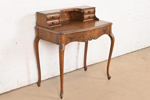 R. J. Horner Style Antique Victorian Tiger Oak Ladies Writing Desk, Circa 1890 - Image 4