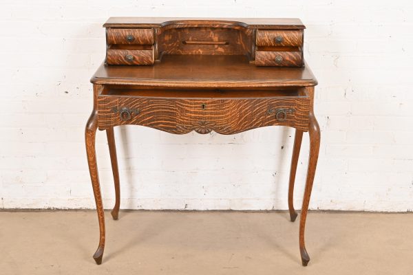 R. J. Horner Style Antique Victorian Tiger Oak Ladies Writing Desk, Circa 1890 - Image 5