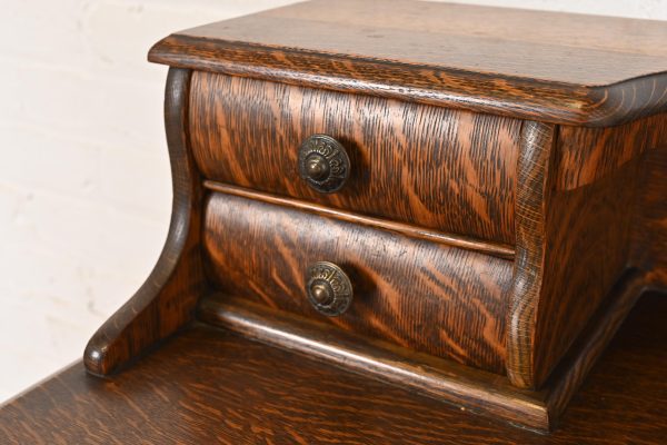 R. J. Horner Style Antique Victorian Tiger Oak Ladies Writing Desk, Circa 1890 - Image 7
